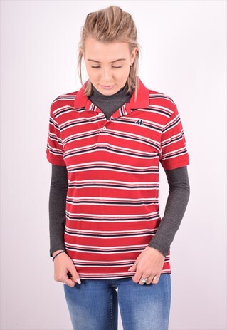 ROBE DI KAPPA WOMENS VINTAGE POLO SHIRT SMALL RED STRIPES 90