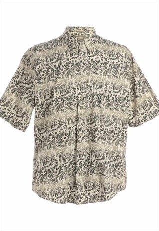 1990S LEAFY PRINT HAWAIIAN SHIRT - L