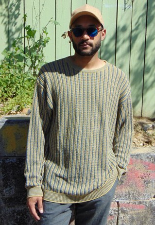 ZEGNA 90S MINIMALIST ITALIAN LUXURY TEXTURED SWEATER XXL