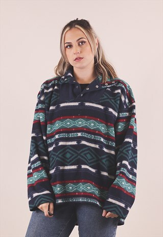 VINTAGE 90S CRAZY PRINT FLEECE JACKET /A14001