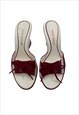 VINTAGE RED Y2K / 2000S LEATHER WEDGE SANDALS