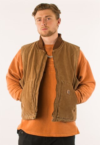 VINTAGE DUCK BROWN CARHARTT GILET CHORE JACKET