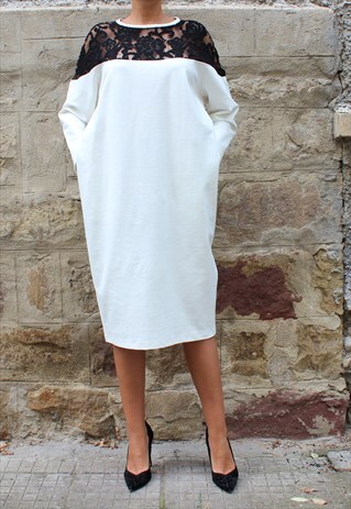 WHITE MAXI DRESS, PLUS SIZE DRESS, MIDI DRESS, FALL DRESS