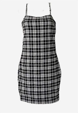 Vintage Plaid Check Dark Academia 90s Slip Dress XS / 6-8