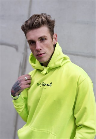 CENTRE LOGO PULLOVER HOODY - NEON ELECTRIC YELLOW