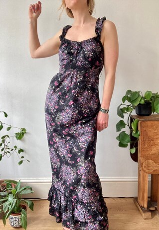 BUTTERFLY FLORAL COTTON BOHO SLIP SUMMER DRESS 90S REVIVAL