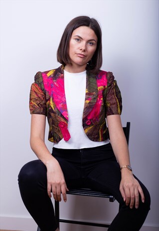 VINTAGE 90'S PATTERN CROP BLAZER