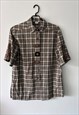 80S PLAID COTTON COUNTRY SHIRT / BLOUSE - LARGE