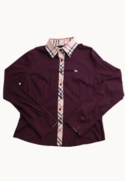 Vintage 90s Burberry Long Sleeve Shirt in Purple