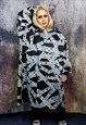 CHAIN PRINT JACKET HANDMADE BARBERED WIRE WINDBREAKER BLACK