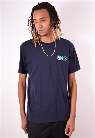 NAUTICA MENS VINTAGE T-SHIRT TOP XL NAVY BLUE 90S