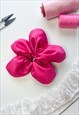 FUCHSIA SATIN OVERSIZE FLOWER SCRUNCHIE