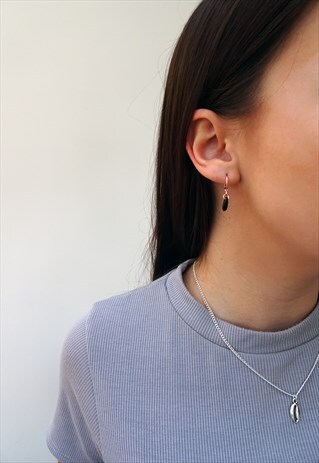 BLACK TEARDROP ROSE GOLD HOOPS