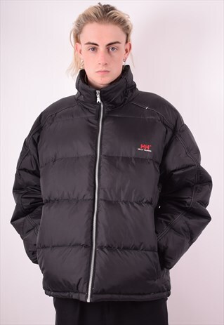HELLY HANSEN MENS VINTAGE PADDED JACKET LARGE BLACK 90S