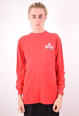 CHAMPION MENS VINTAGE TOP LONG SLEEVE LARGE RED 90S