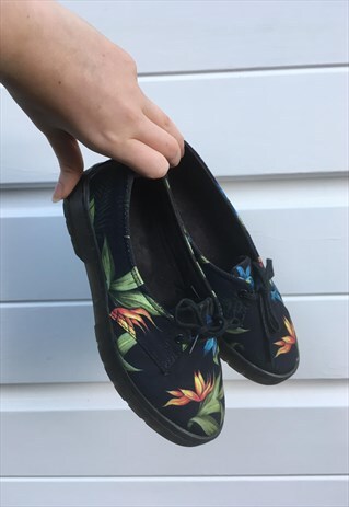 WOMENS DR MARTENS SHOES BLACK MULTICOLOURED FLORAL BOOTS