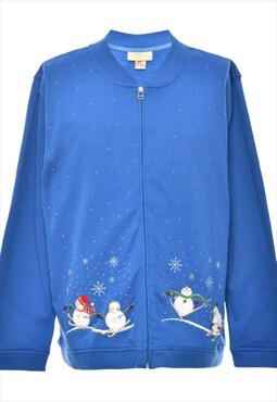 Vintage Beyond Retro Blue Snowman Design Christmas Jacket - 