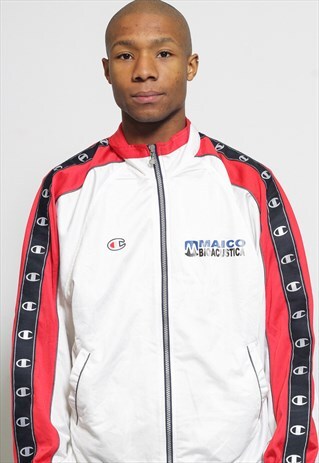 VINTAGE CHAMPION LOGO TRACK JACKET WHITE