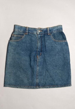 Blumen's blue fitted denim short skirt