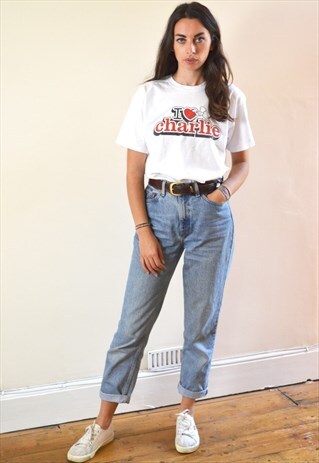 90S VINTAGE I LOVE CHARLIE PRINTED T SHIRT