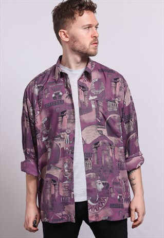 VINTAGE ABSTRACT PATTERNED SHIRT 90'S