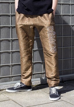 Gold Demos Embroidered Logo Trousers pants Y2k