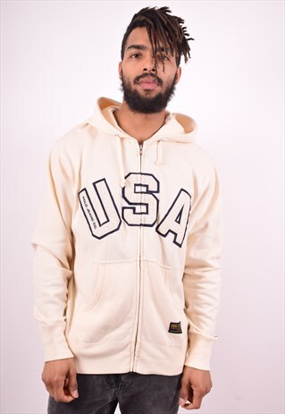 POLO RALPH LAUREN MENS VINTAGE HOODIE JACKET MEDIUM BEIGE 90