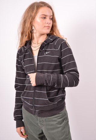 VINTAGE NIKE HOODIE SWEATER STRIPES BLACK