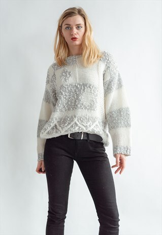 VINTAGE 80S CASUAL JUMPER WITH PATTERN
