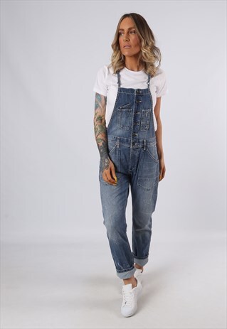DENIM DUNGAREES VINTAGE STRAIGHT LEG UK 10 (G3DQ)