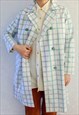 VINTAGE LIGHT BLUE COAT CHECK PATTERN XS C122