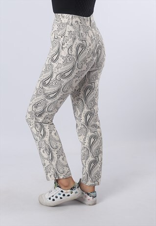 HIGH WAISTED COTTON JEANS TAPERED LEG VINTAGE UK 8-10 (A92P)
