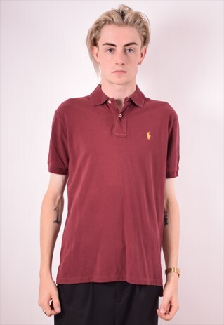 POLO RALPH LAUREN MENS VINTAGE POLO SHIRT SMALL MAROON 90S