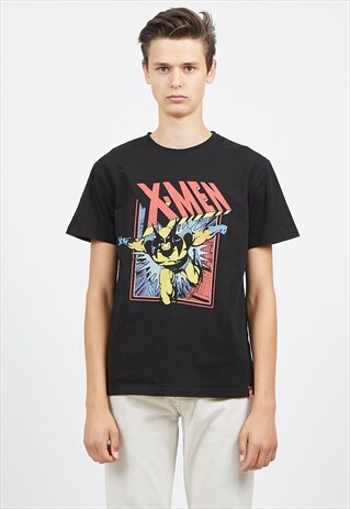 90S VINTAGE BLACK MARVEL COMICS LOGO X-MEN CREW NECK T-SHIRT