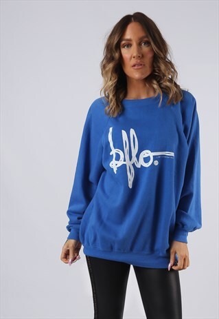 SWEATSHIRT JUMPER OVERSIZED BUFFALO LOGO PRINT UK 16 (K9EZ)