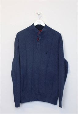 Vintage Nautica knitted sweatshirt in blue. Best fits L