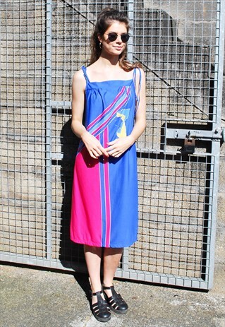 VINTAGE COLOUR BLOCK SUN DRESS