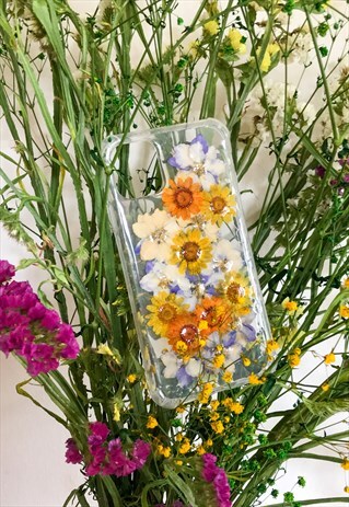 CLEAR FLOWER PHONE CASE/ IPHONE 11 PHONE CASE/ DRIED FLOWERS