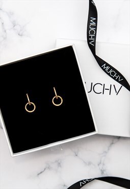 Women's Small Hoop Earrings With Removable Round Charm, Gold