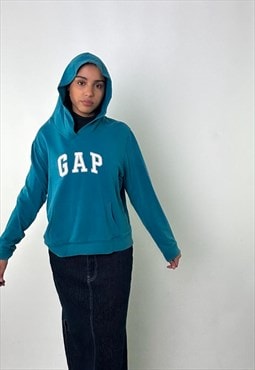 Blue 90s GAP Embroidered Spellout Hoodie Sweatshirt