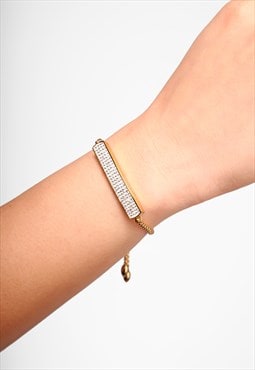 Minimalist Gold Pave Diamond Bar Bracelet