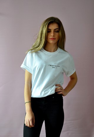 'I LIKE YOU MORE THAN PIZZA' EMBROIDERED TEE