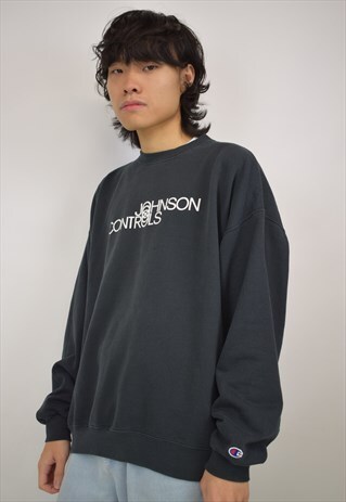 VINTAGE 90S CHAMPION BLACK' JOHNSON CONTROLS' SWEATSHIRT