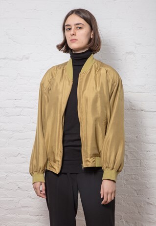 VINTAGE MUSTARD SILK BOMBER JACKET
