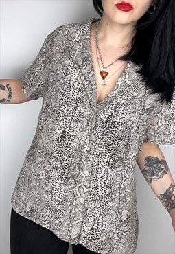 Grunge Style snake Print short sleeve Blouse top