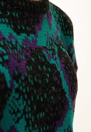 80S VINTAGE OVERSIZED MULTI PARTY KNITWEAR JUMPER 1108