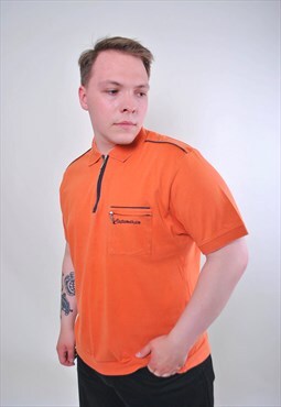 Vintage men orange zipped up polo shirt