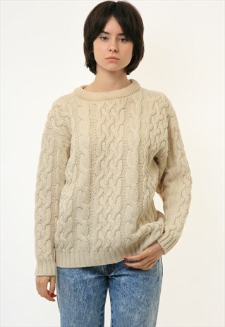 IRISH WOOL CABLEKNIT FISHERMAN HANDKNITTED SWEATER 2901