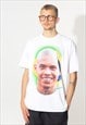 RONALDO FOOTBALL UNISEX PRINTED T-SHIRT IN WHITE