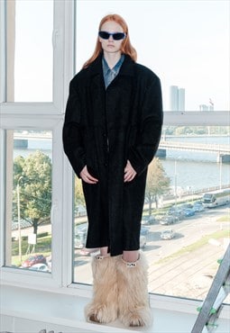 90's Vintage iconic cigar wool coat in charcoal grey